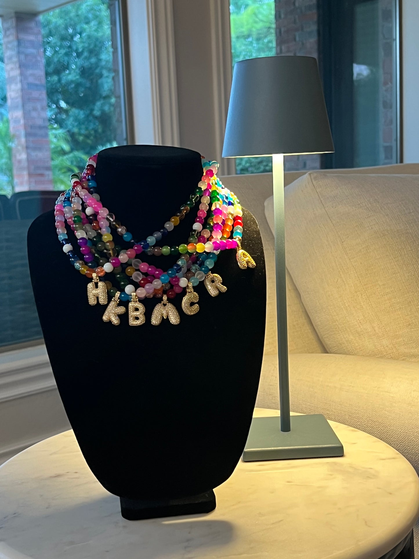 Beaded Bubble Letter Necklace